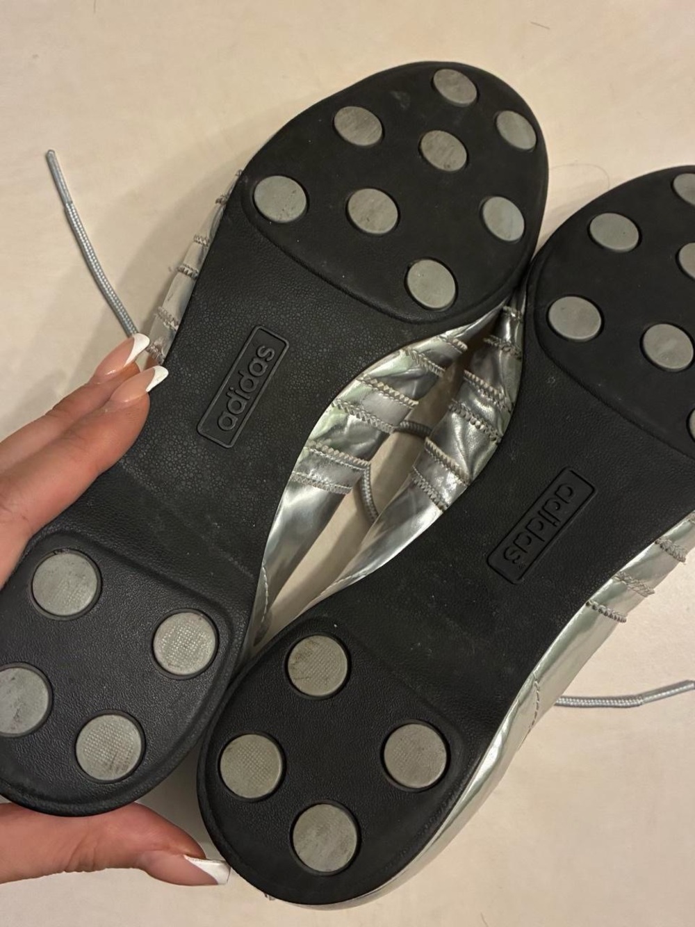 adidas Men’s Metallic Silver Lace-Up Athletic Shoes - Picture 4 of 5